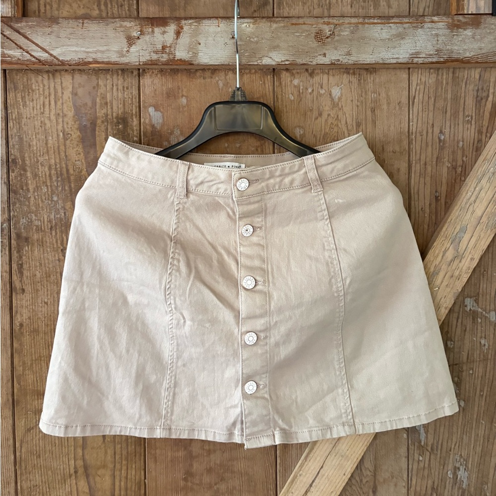 Celebrity Pink Beige Button-Front Mini Skirt
